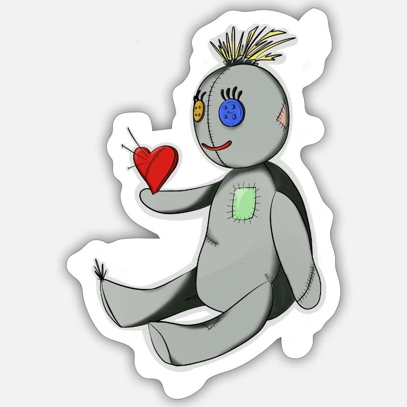 La Poupee Vaudou - Sticker taille S (10 x 10 cm) - blanc mat