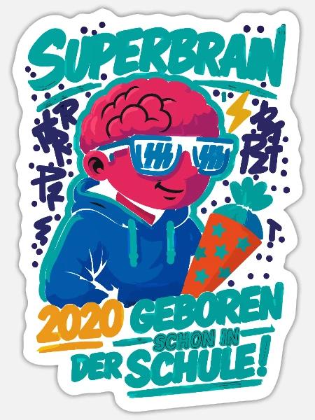Superbrain 2020 – Cool & Schulreif! - Sticker Größe S (10 x 10 cm) - Mattweiß
