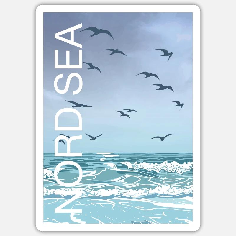 Mer du Nord - Sticker taille S (10 x 10 cm) - blanc mat