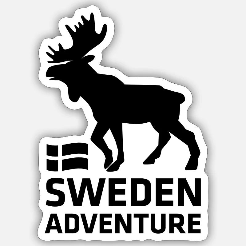 Suède Aventure - Sticker taille S (10 x 10 cm) - blanc mat