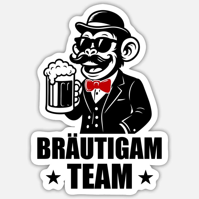 Groom Team Monkey - Sticker size S (10 x 10 cm) - white matte