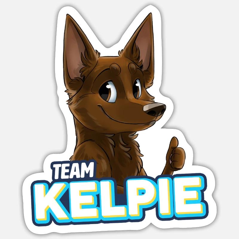 TEAM Kelpie - Chocolat - Sticker taille S (10 x 10 cm) - blanc mat