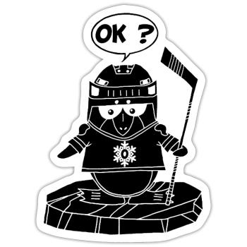 Schwarzer Sportpinguin - Sticker Größe S (10 x 10 cm) - Mattweiß - Vorne