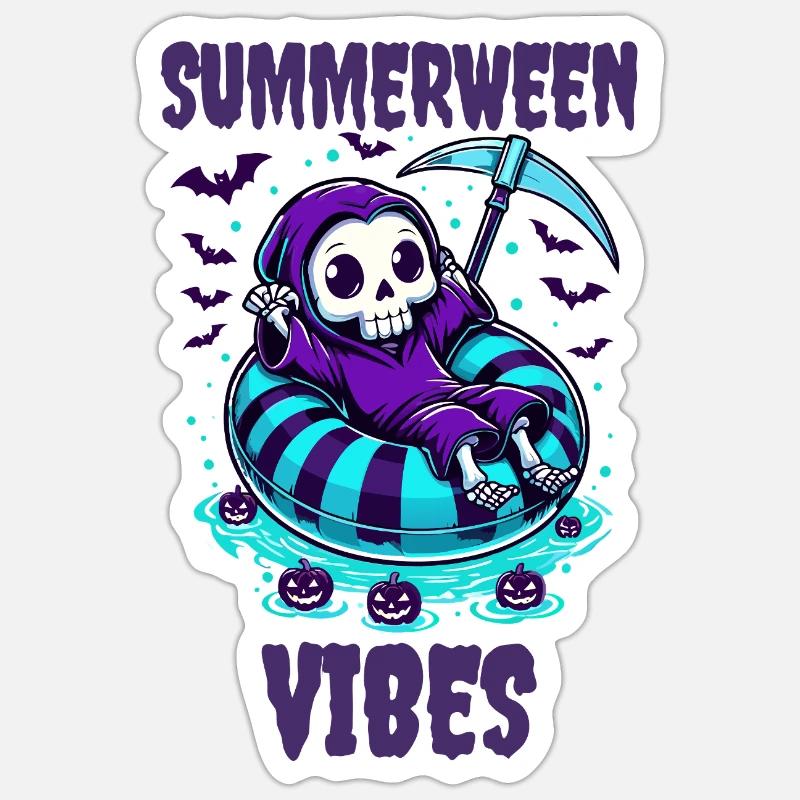 Summerween Vibes mit Sensenmann Sticker Größe S (10 x 10 cm)
