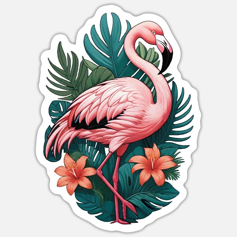 Flamant - Sticker taille S (10 x 10 cm) - blanc mat