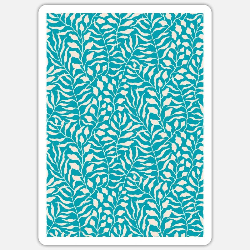 Blue Palm Leaf Design - Sticker size S (10 x 10 cm) - white matte