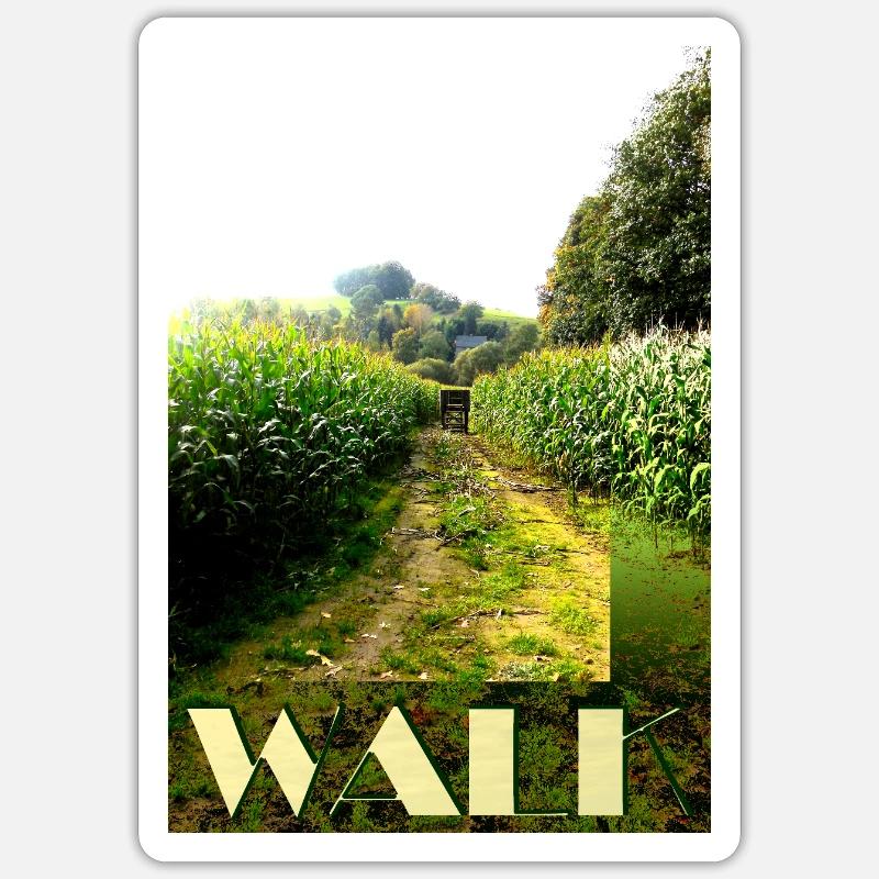 Walk - Wanderung einen Feldweg entlang - Sticker Größe S (10 x 10 cm) - Mattweiß
