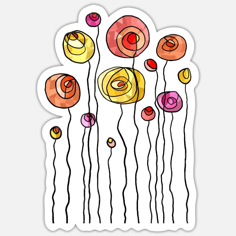 Abstract Spring Flower Theme - Sticker size S (10 x 10 cm) - white matte