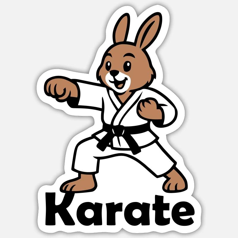 Karaté Lapin - Sticker taille S (10 x 10 cm) - blanc mat