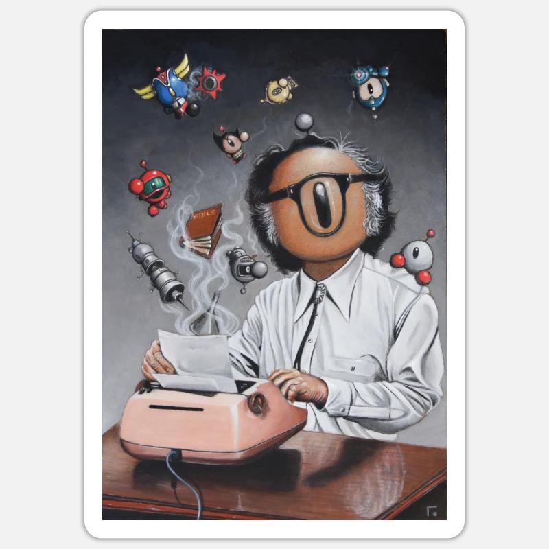 Isaac le bot - Sticker taille S (10 x 10 cm) - blanc mat