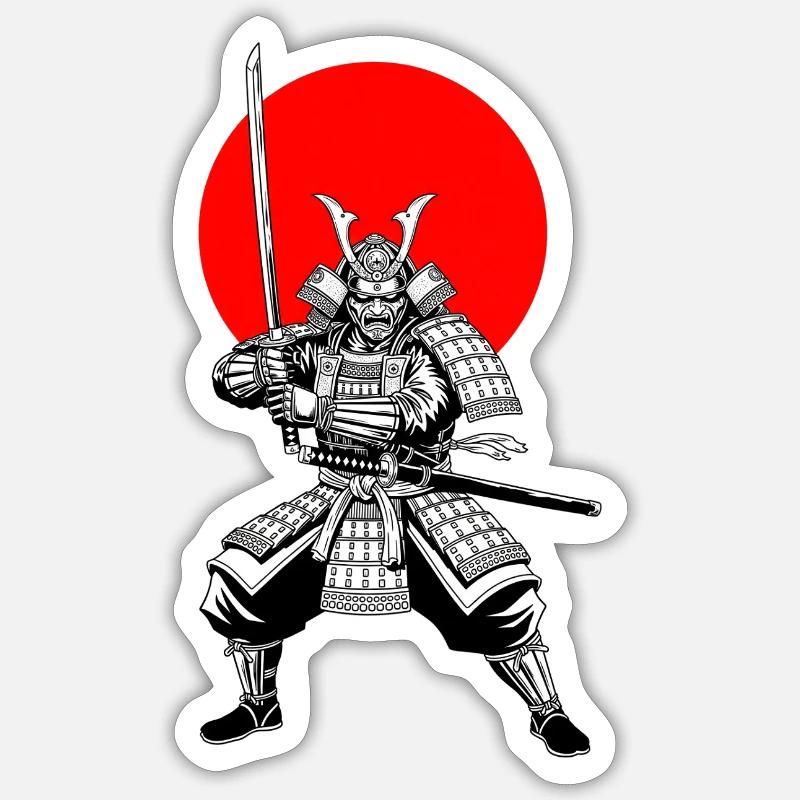 Traditioneller Samurai Krieger - Sticker Größe S (10 x 10 cm) - Mattweiß