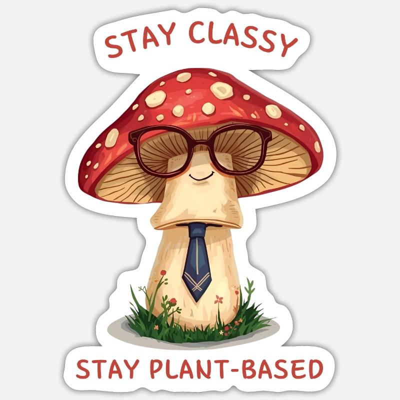 Stay Classy – Nostalgic Mushroom Design - Sticker Größe S (10 x 10 cm) - Mattweiß