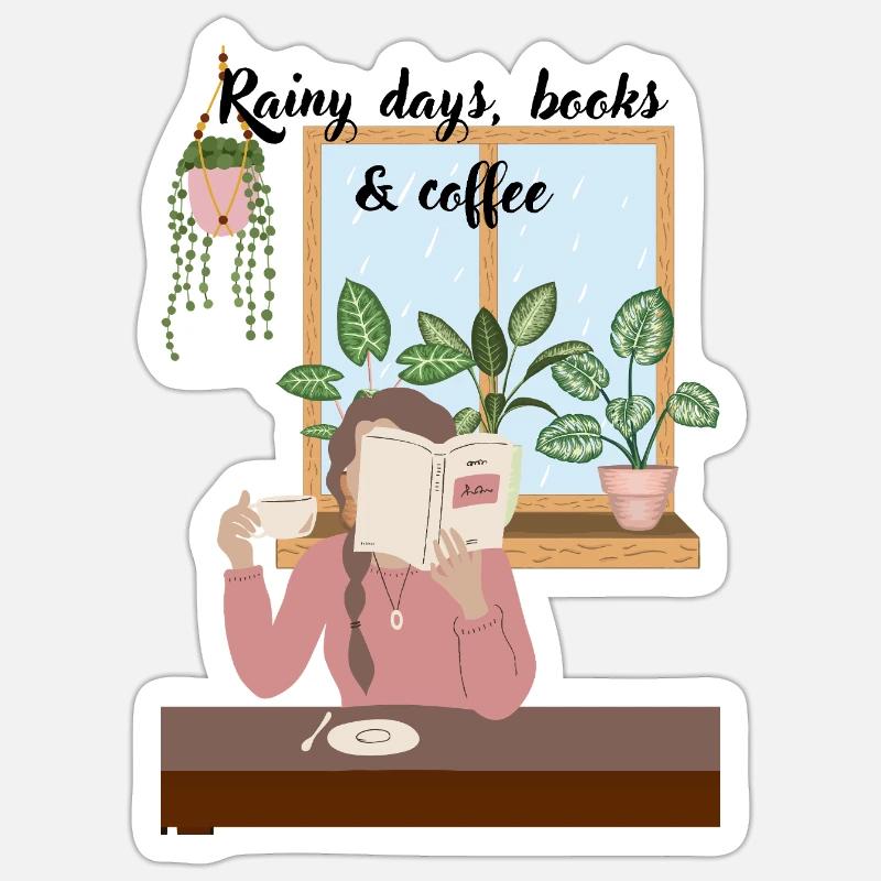 Cuddle days reading with coffee Sticker size S (10 x 10 cm)
