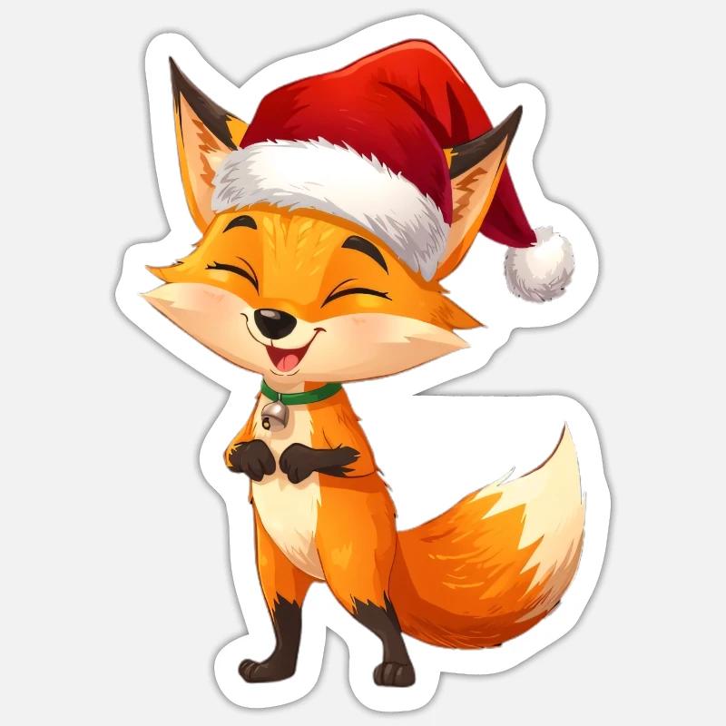 Fox with Santa Hat - Sticker size S (10 x 10 cm) - white matte