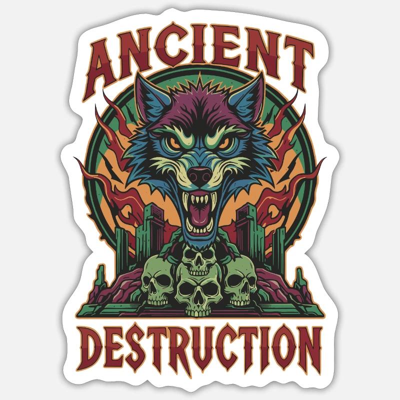 Ancient Destruction Wolf Sticker size S (10 x 10 cm)