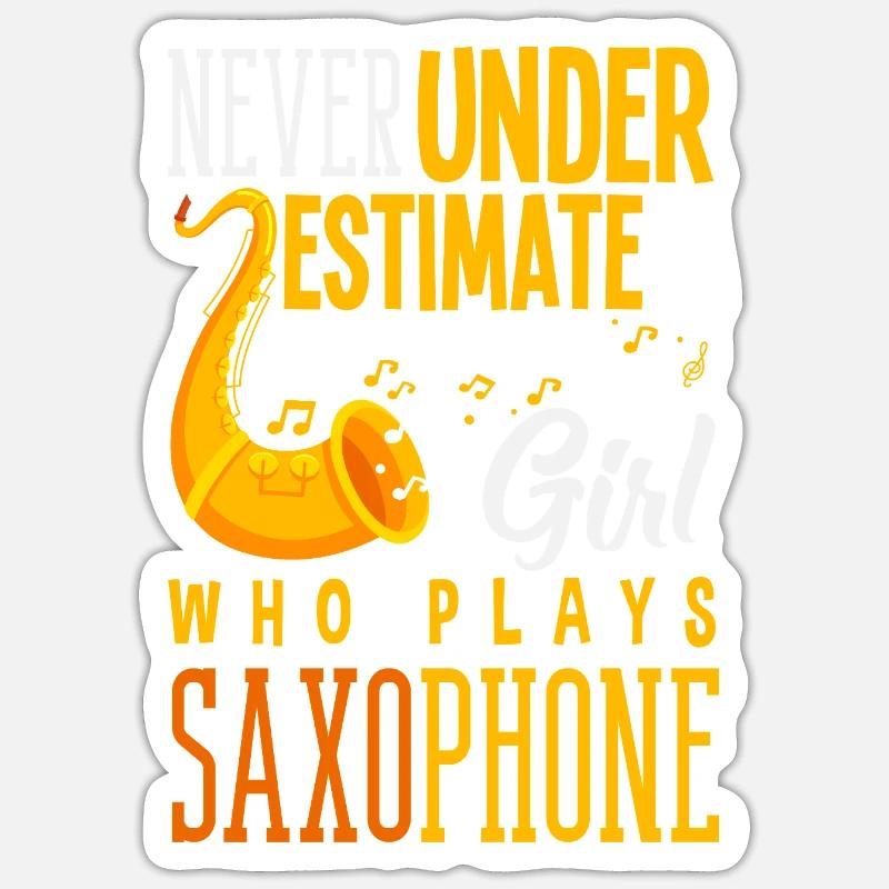 Saxophone - Sticker taille S (10 x 10 cm) - blanc mat