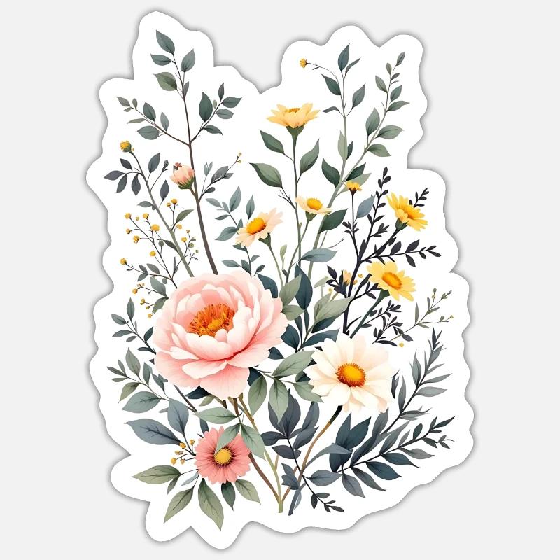 Boho Flowers – Blooming Harmony - Sticker size S (10 x 10 cm) - white matte