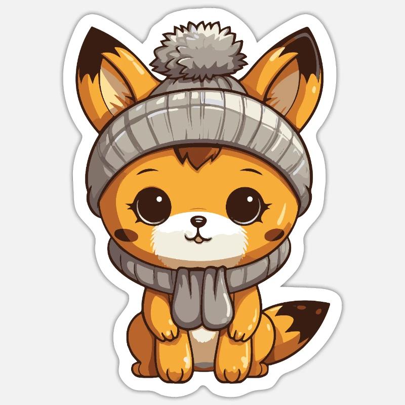 Bande dessinée d’hiver Fox - Sticker taille S (10 x 10 cm) - blanc mat