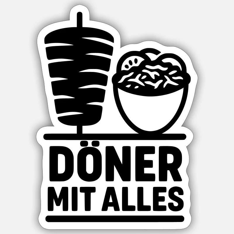 Kebab avec tout - Sticker taille S (10 x 10 cm) - blanc mat