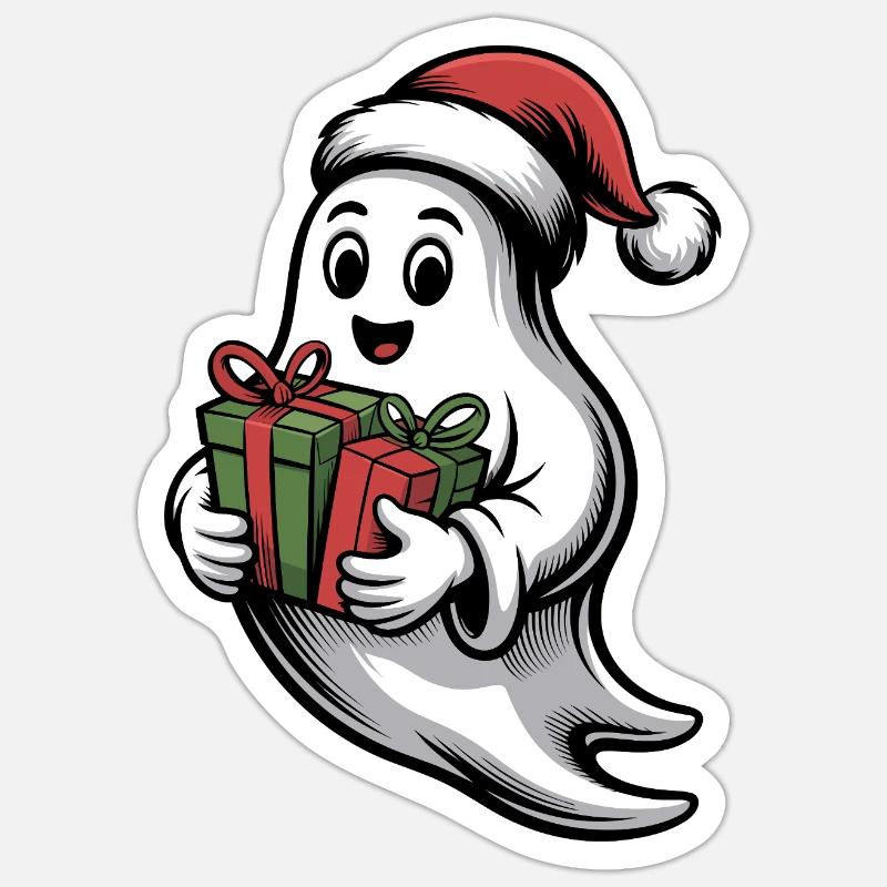 Weihnachtsgeist mit Geschenk Sticker taille S (10 x 10 cm)