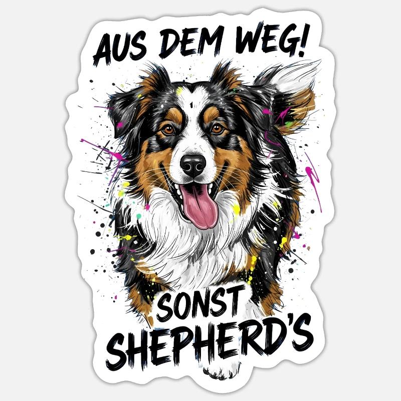 Australischer Schäferhund Aus Dem Weg Geschenk - Sticker Größe S (10 x 10 cm) - Mattweiß