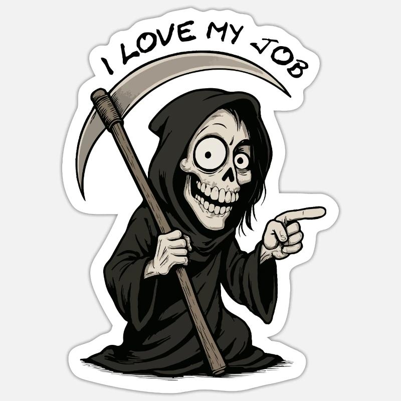 Grim Black Grim Reaper Smiling - Sticker size S (10 x 10 cm) - white matte