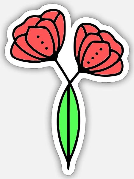 mohnblume-mohnblumen-minimalistisch-line-art-6 - Sticker Größe S (10 x 10 cm) - Mattweiß