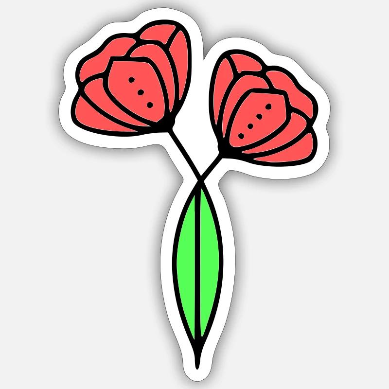 mohnblume-mohnblumen-minimalistisch-line-art-6 - Sticker Größe S (10 x 10 cm) - Mattweiß