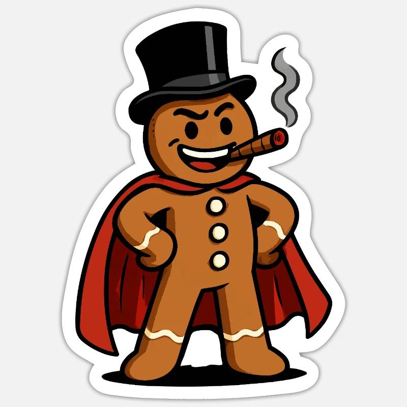 Lebkuchenheld mit Zigarre Sticker Größe S (10 x 10 cm)