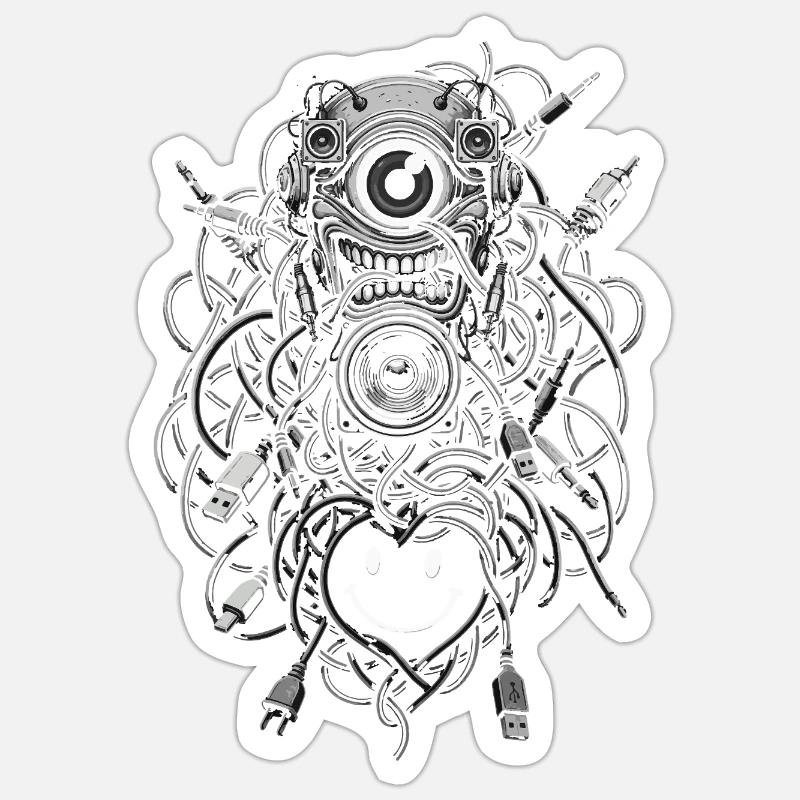 Cables line - Sticker taille S (10 x 10 cm) - blanc mat