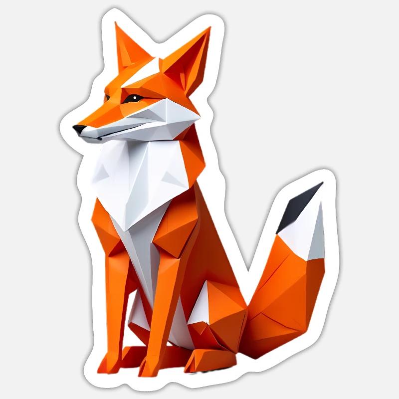 Geometric Polygon Fox - Sticker size S (10 x 10 cm) - white matte