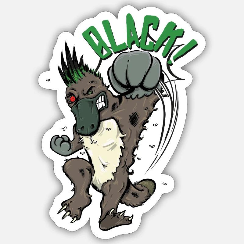 Combat avec l’ornithorynque - Sticker taille S (10 x 10 cm) - blanc mat