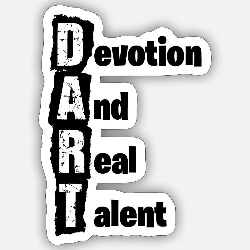 Fléchettes, fléchettes, dévotion et vrai talent Sticker taille S (10 x 10 cm)