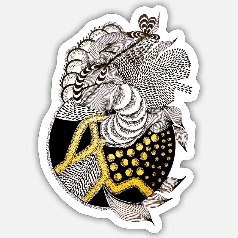 Fish pattern with gold accent - Sticker size S (10 x 10 cm) - white matte