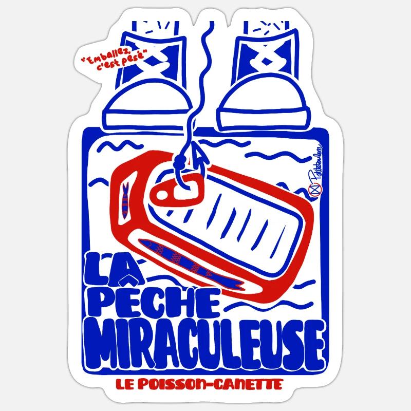 Pêche Miraculeuse Retro - Sticker taille S (10 x 10 cm) - blanc mat