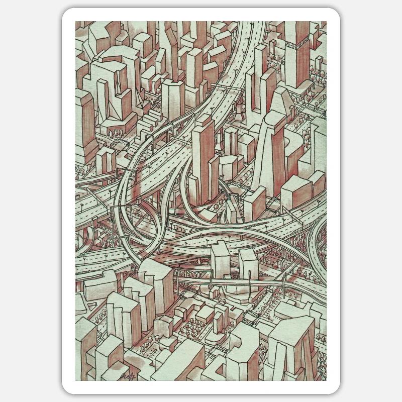 Wireframe Intersection - Sticker Größe S (10 x 10 cm) - Mattweiß