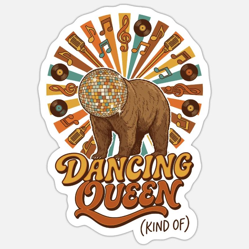 Dancing Queen Disco Bear - Sticker size S (10 x 10 cm) - white matte