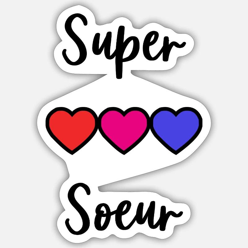 SCHWESTER. SUPERSCHWESTER. BESTE GROSSE SCHWESTER. SCHWESTER. - Sticker Größe S (10 x 10 cm) - Mattweiß