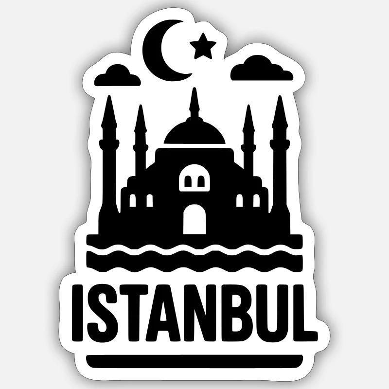 Monument de la Silhouette d’Istanbul - Sticker taille S (10 x 10 cm) - blanc mat