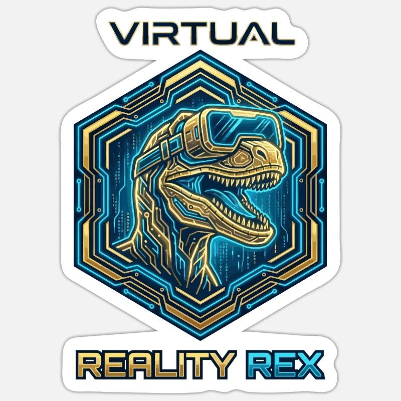 Virtual Reality Rex Dino - Sticker size S (10 x 10 cm) - white matte