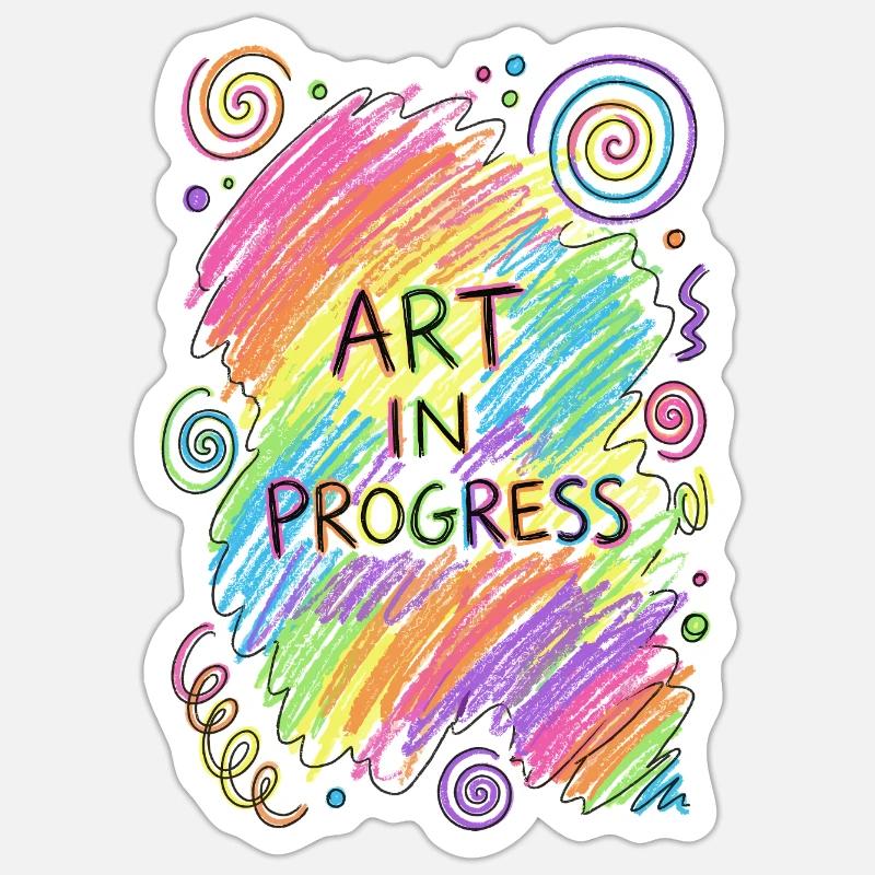 Art In Progress Doodle - Sticker size S (10 x 10 cm) - white matte