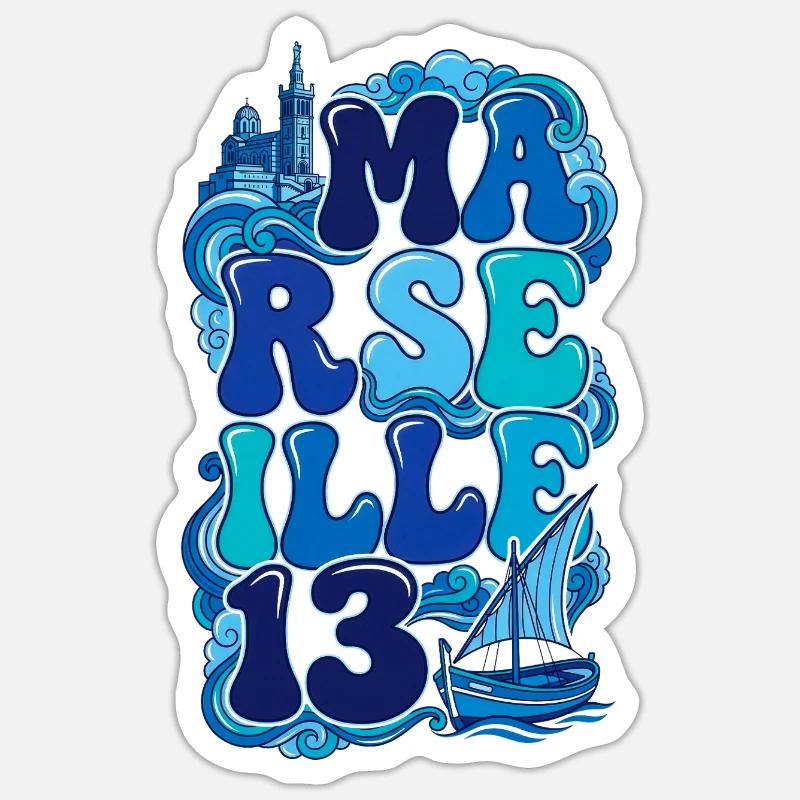 Marseille 13 Bouches du Rhône PACA Bonne Mère - Sticker taille S (10 x 10 cm) - blanc mat