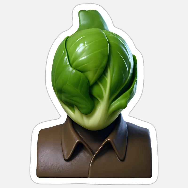 MAN WITH A CABBAGE TUFT - Bellegique - Sticker size S (10 x 10 cm) - white matte