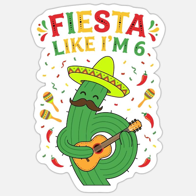 Fiesta comme si j’avais 6 cactus - Sticker taille S (10 x 10 cm) - blanc mat