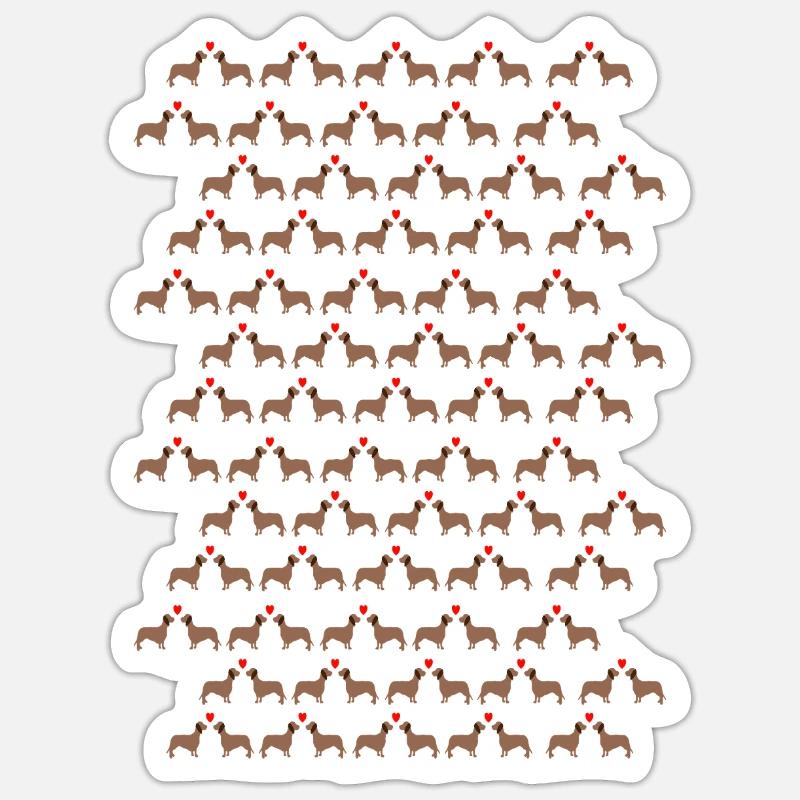 Teckel Cœur Teckels Teckels - Sticker taille S (10 x 10 cm) - blanc mat