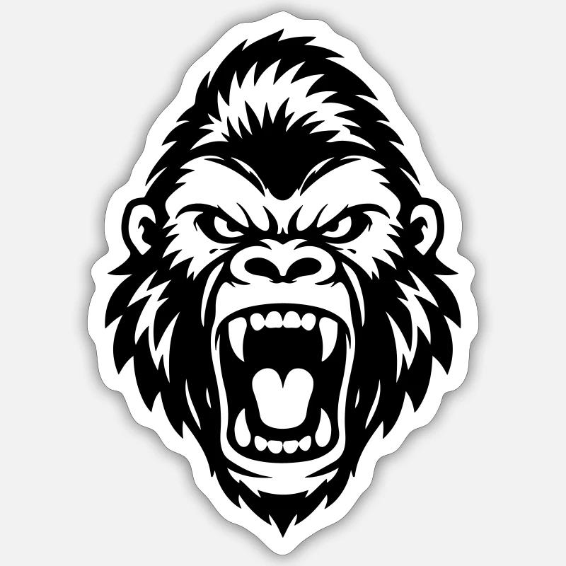 Gorilla Kopf Symbol - Sticker Größe S (10 x 10 cm) - Mattweiß