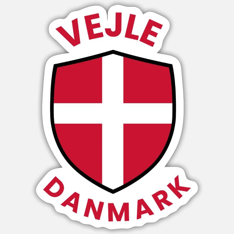 Vejle Denmark's Flag Shield - Sticker size S (10 x 10 cm) - white matte