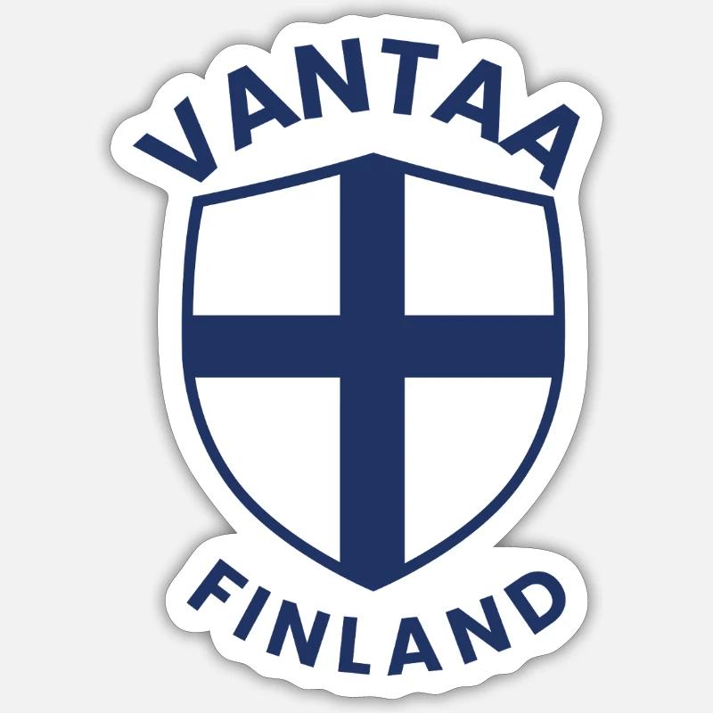 Bouclier de Vantaa de Finlande - Sticker taille S (10 x 10 cm) - blanc mat
