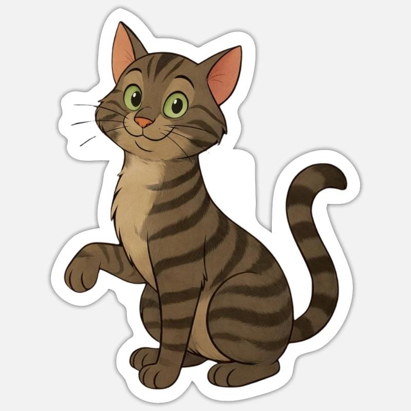 Freche getigerte Katze - Sticker Größe S (10 x 10 cm) - Mattweiß