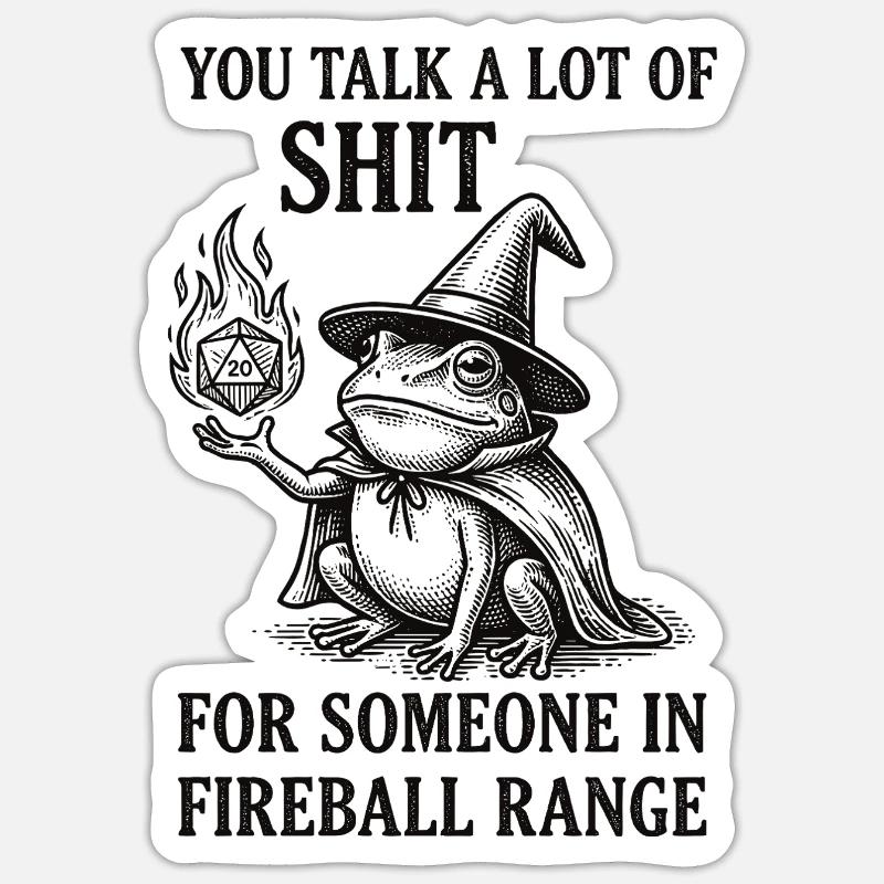 Fireball Range – RPG Magicien Grenouille Drôle - Sticker taille S (10 x 10 cm) - blanc mat